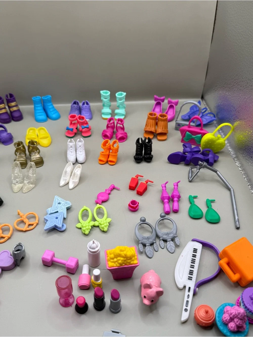Mixed Doll Accessories Lot - Shoes, Purses, Earrings and more